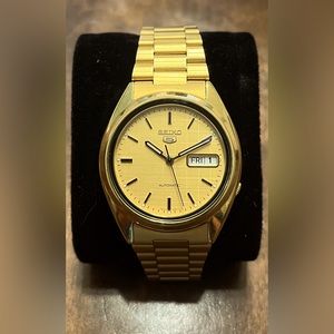 Seiko 5 Sports Automatic Men's Watch 37mm 7S26-0480 Gold Dial NWOT